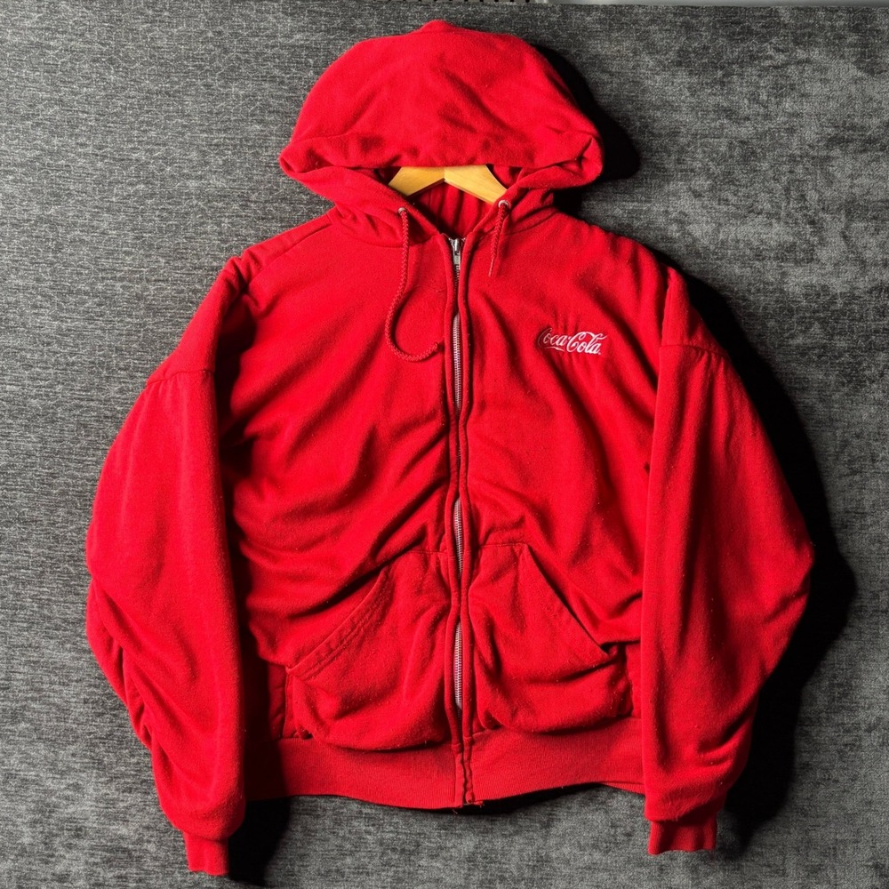 Vintage Southwest Coca-Cola Red Thermal Lined Zip Up Hoodie Womens XL 90s
